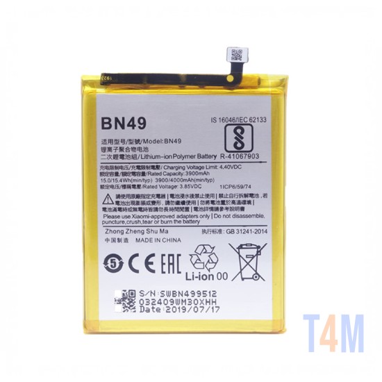 BATTERY XIAOMI REDMI 7A BN49 3.85V/15.0WH/LI-ION 3900MAH 